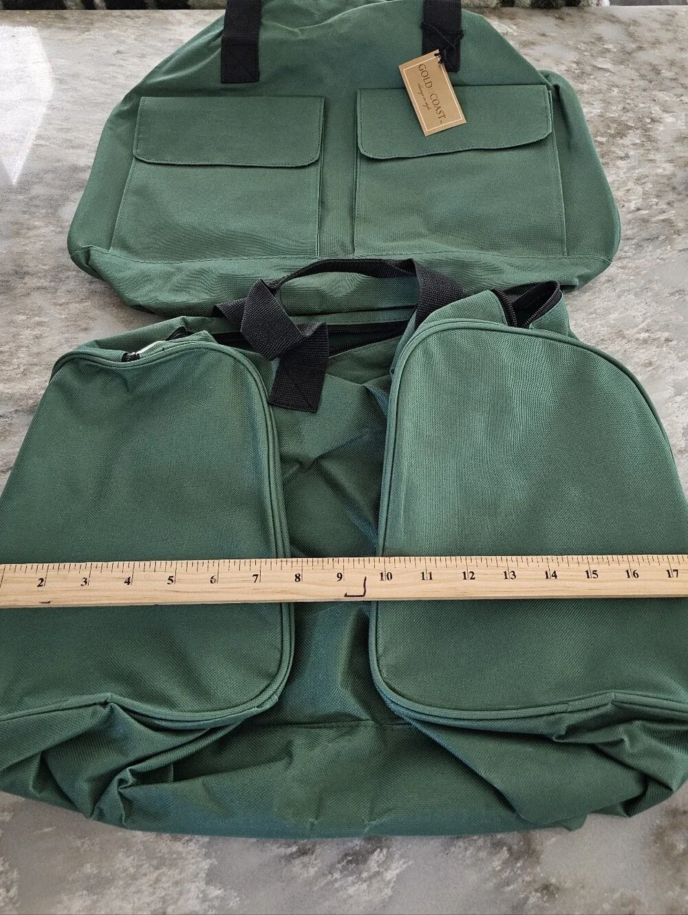 Gold Coast Green Canvas 2pc Travel Duffel Bag Set Overnight Multi Pocket